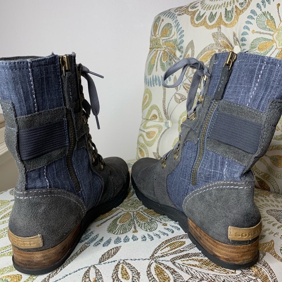 SOREL Carly Womens Denim Combat Boots Sz 9.5 - Picture 4 of 4